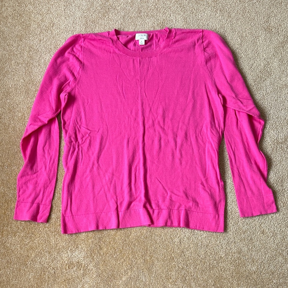 J. Crew Bright Pink sweater Teddie Long Sleeve Top large